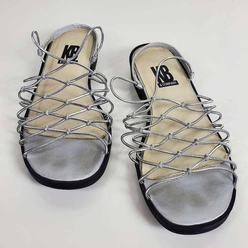 KB & Company silver stretchy strap 1" heel sandals size 7m